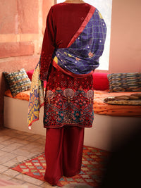 Maroon Velvet 3Pc Stitched - AWP-3PS-444