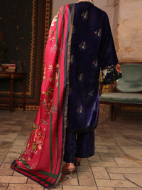 Dark Blue Velvet Unstitched 3Pc - AWP-3PS-445