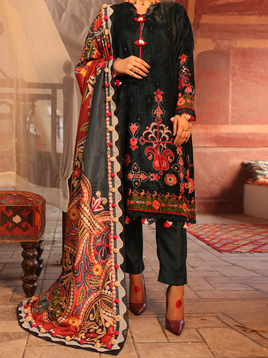 Turquoise Velvet 3 Piece Stitched - AWP-3PS-446