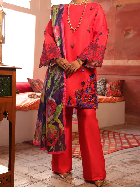Orange Velvet 3 Piece Stitched - AWP-3PS-447
