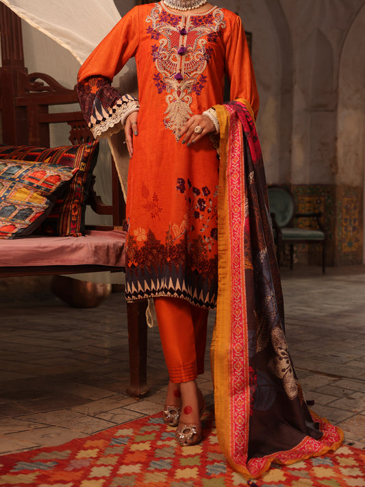 Orange Velvet 3 Piece Stitched - AWP-3PS-449