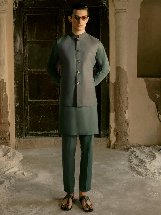 Green Blended Waistcoat - AL-WC-454