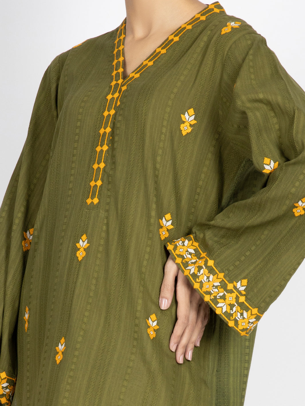 Mehndi Green Dobby Tunic - AWP-LK-456