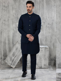 Navy Blue Taflon Rayon Waistcoat - AL-WC-462