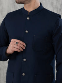 Navy Blue Taflon Rayon Waistcoat - AL-WC-462