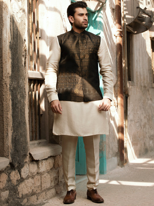 Brown Jacquard Waistcoat - AL-WC-478