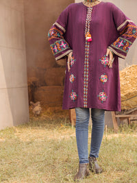 Magenta Yarn-Dyed Two Tone Tunic - AWP-LK-479