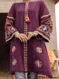 Magenta Yarn-Dyed Two Tone Tunic - AWP-LK-479