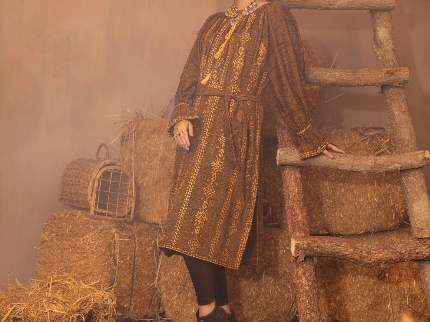 Brass Yarn-Dyed Two Tone Tunic - AWP-LK-480
