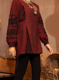 Maroon Yarn-Dyed Two Tone Tunic - AWP-LK-482