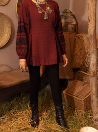 Maroon Yarn-Dyed Two Tone Tunic - AWP-LK-482