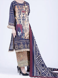 Black 3 Piece Unstitched - AWP-076