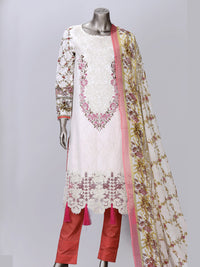 Off White 3Pc Unstitched - ALP-306A
