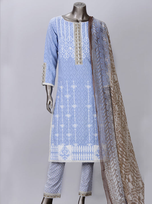 Sky Blue 3Pc Unstitched - ALP-307A
