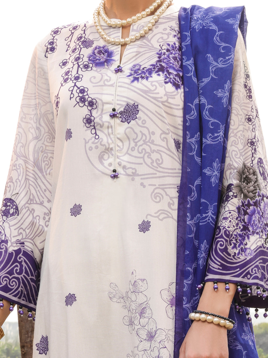 Grey Cambric Unstitched 3Pc - AWP-3PS-520