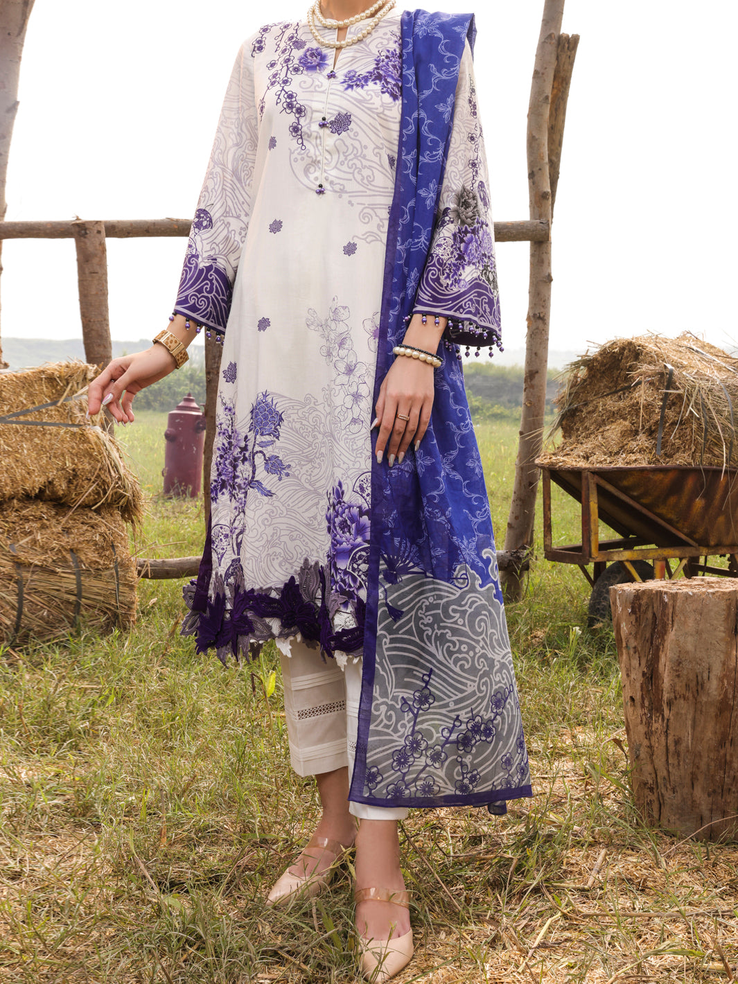 Grey Cambric Unstitched 3Pc - AWP-3PS-520