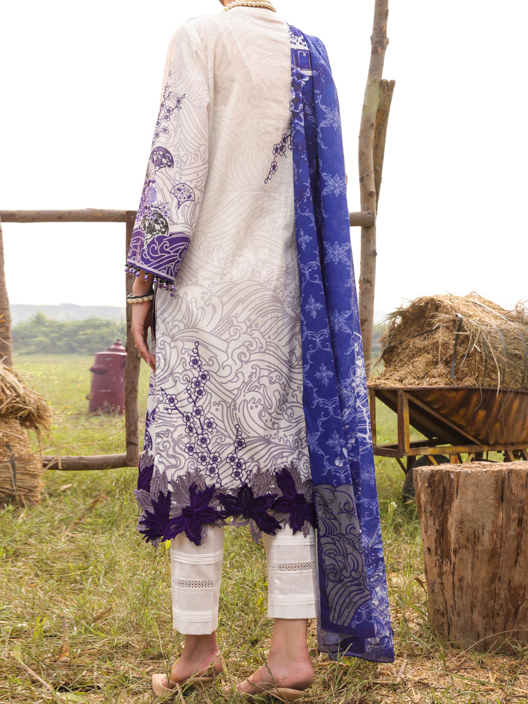 Grey Cambric Unstitched 3Pc - AWP-3PS-520