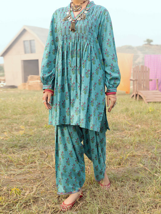 Sea Green Cambric Unstitched 2Pc - AWP-2PS-524