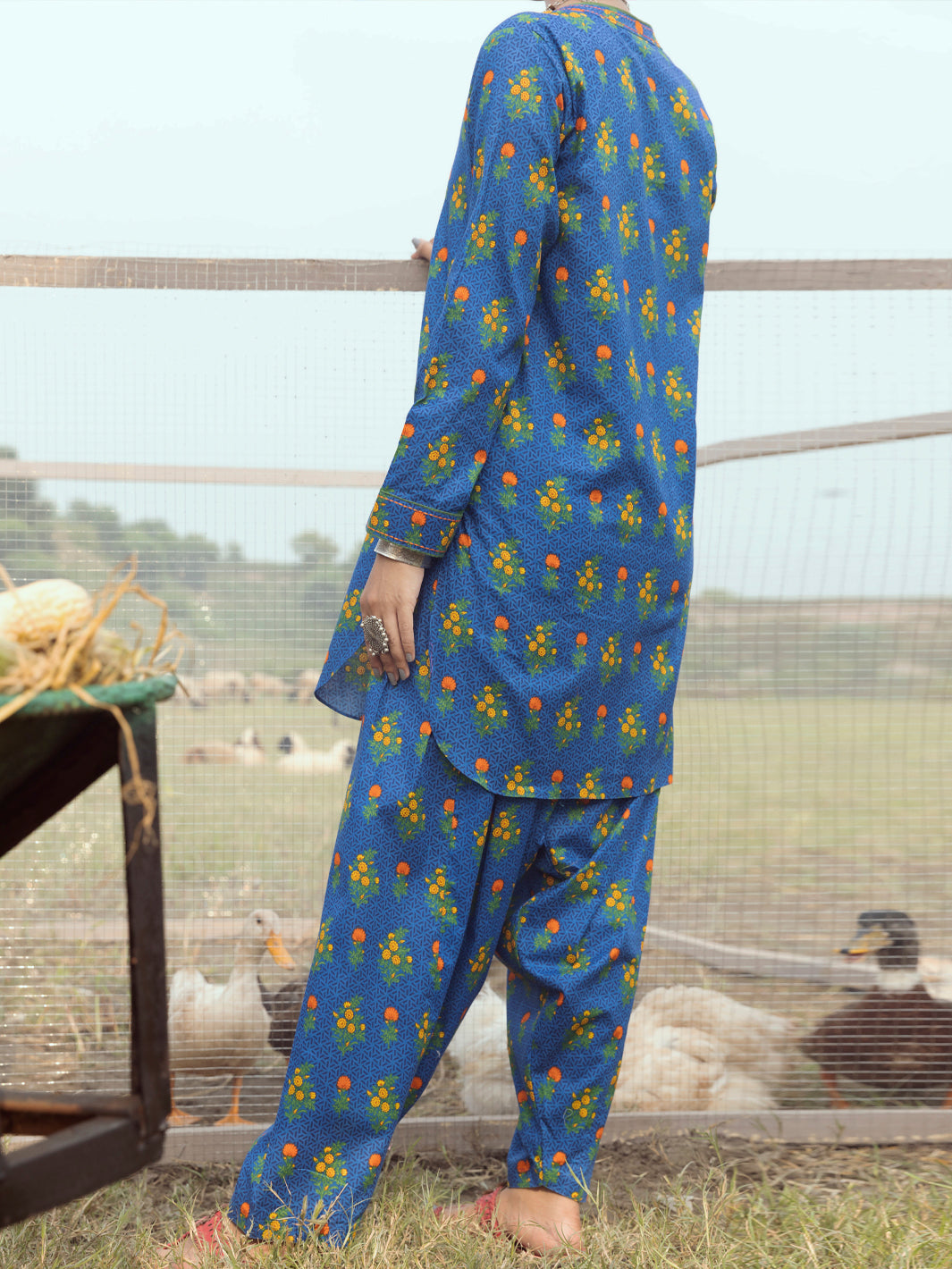 Navy Blue Cambric 2Pc Stitched - AWP-2PS-LKS-526