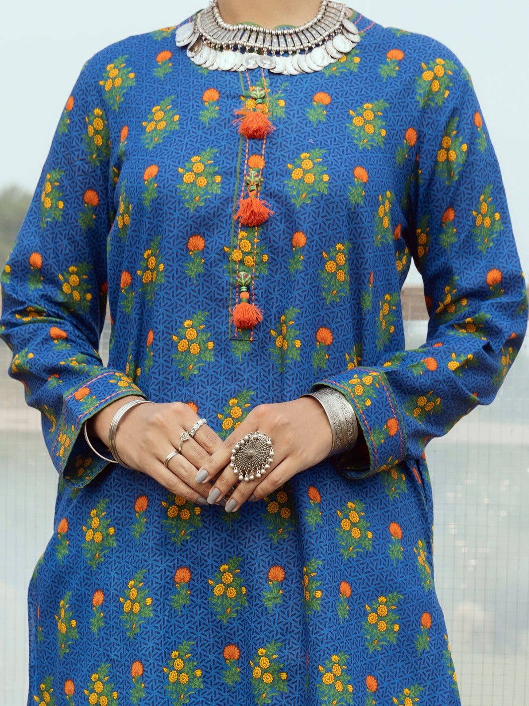 Navy Blue Cambric 2Pc Stitched - AWP-2PS-LKS-526