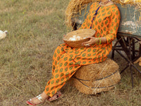 Orange Cambric 2Pc Stitched - AWP-2PS-LKS-528