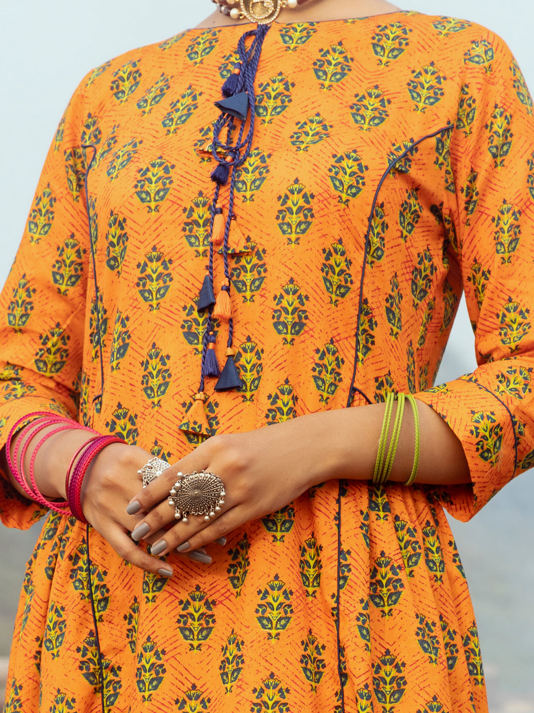 Orange Cambric 2Pc Stitched - AWP-2PS-LKS-528