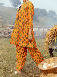 Orange Cambric 2Pc Stitched - AWP-2PS-LKS-528