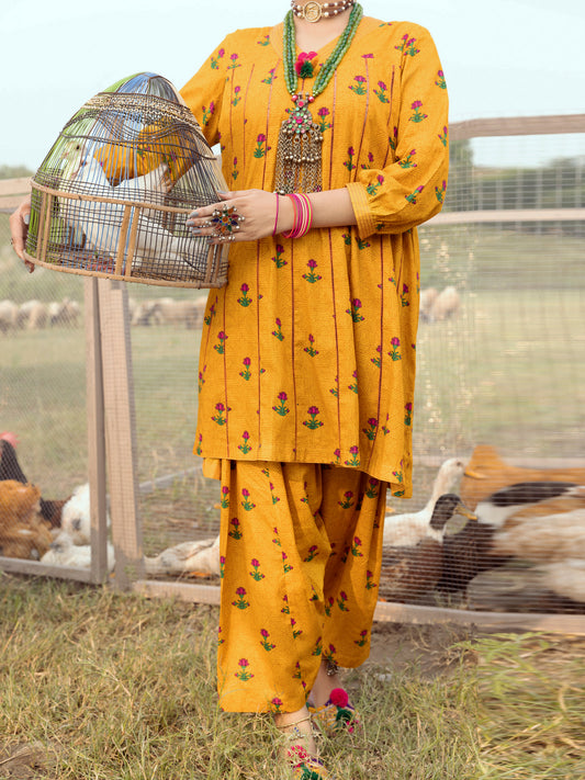Mustard Cambric Unstitched 2 Piece - AWP-2PS-529