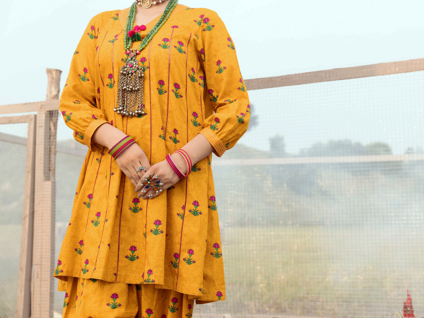Mustard Cambric 2Pc Stitched - AWP-2PS-LKS-529