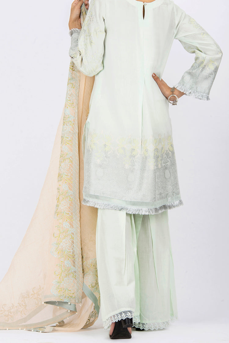 Light Green Jacquard 3 Piece Stitched - ALP-535