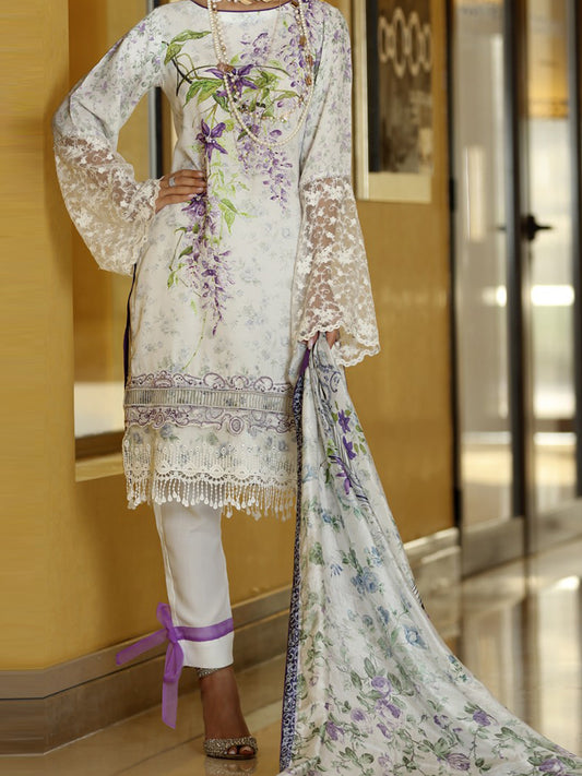 Lilac Silk Viscose 3Pc Unstitched - ALP-562