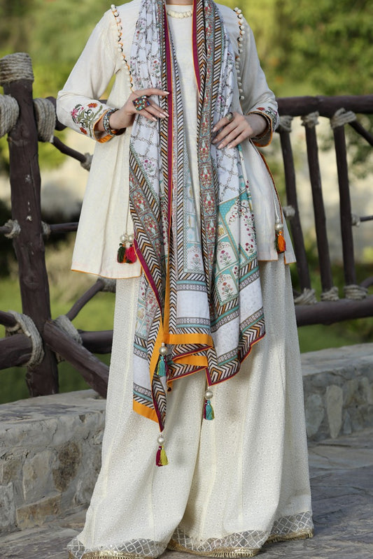 Off White Jacquard 2Pc Unstitched - ALP-596