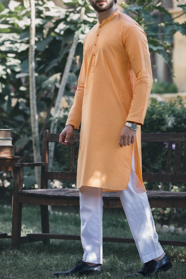 Yellow Cotton Kurta - AL-K-596