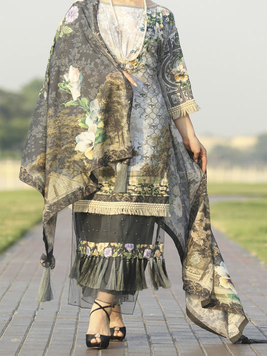 Grey 2Pc Unstitched - ALP-2PS-600