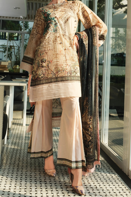 Beige Lawn 3 Piece Stitched - ALP-629