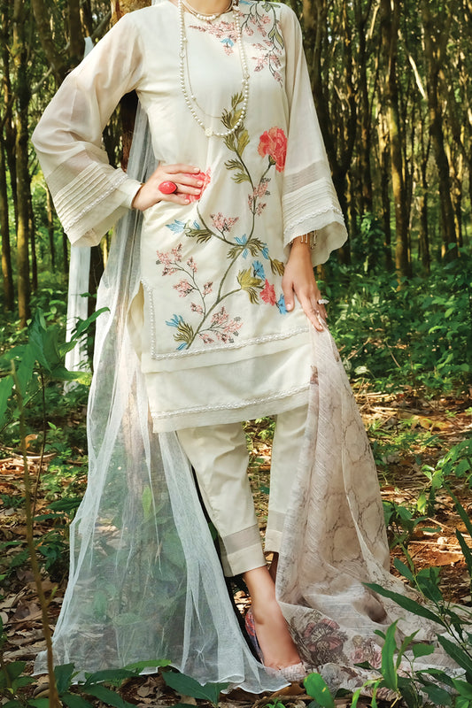 Off White Lawn 3 Piece Unstitched - ALP-645