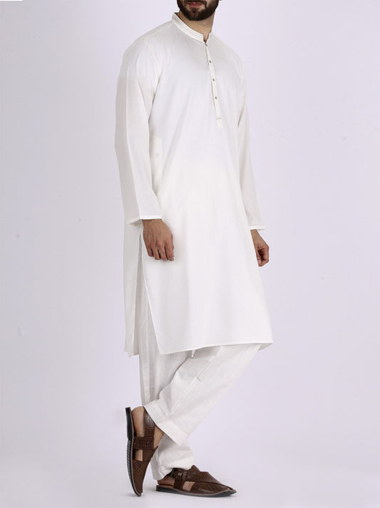White Blended Kurta - AL-K-658