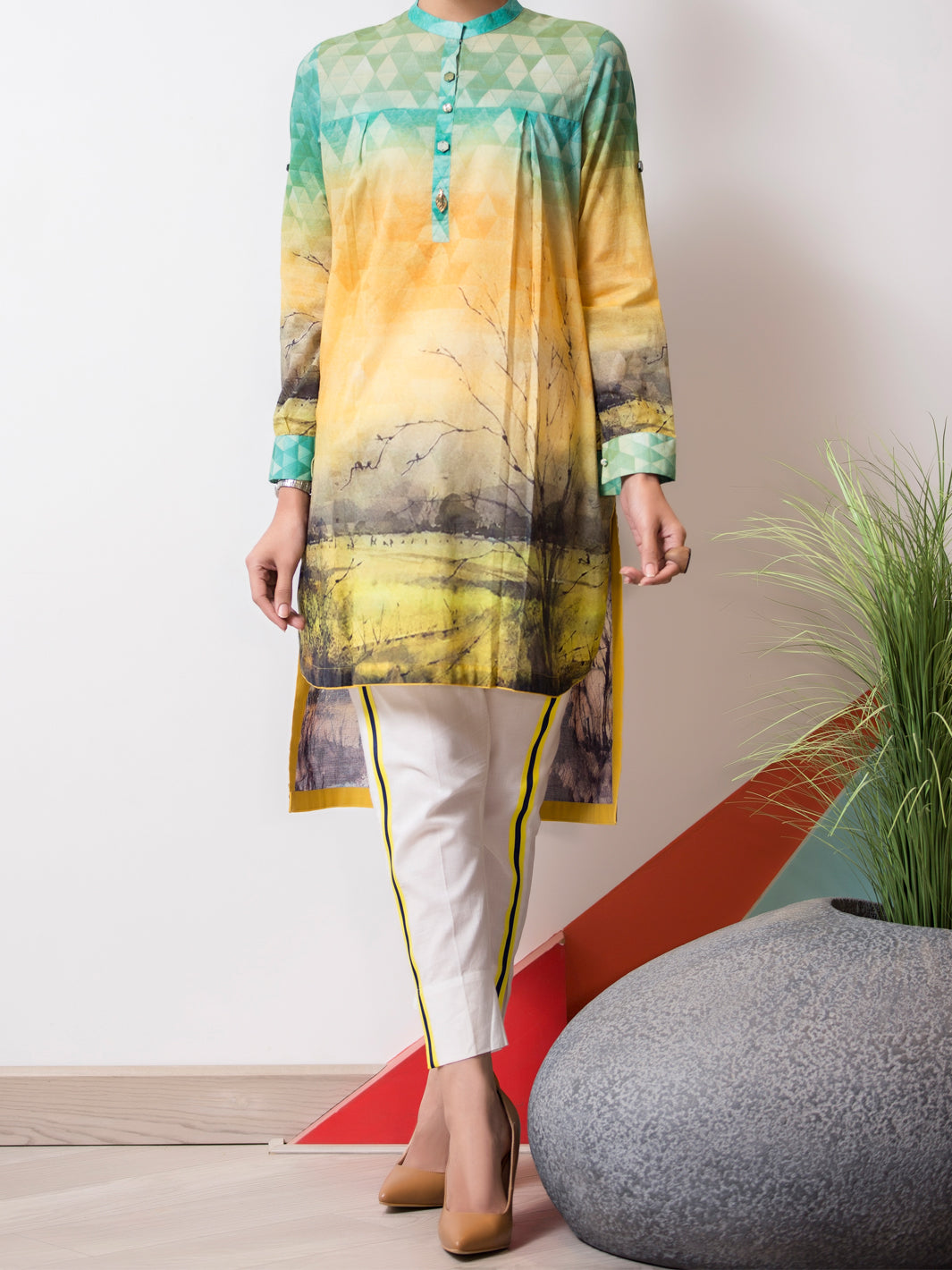 Turquoise Lawn Tunic - ALP-LK-663