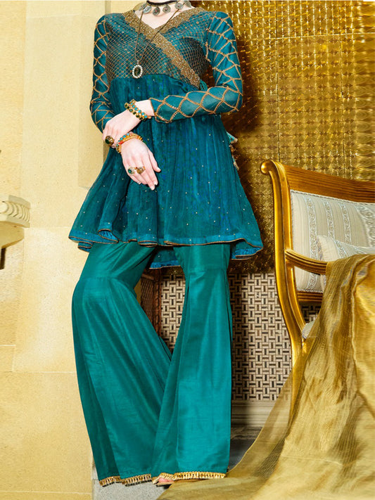 Turquoise Viscose 2 Piece Stitched - LKS-644