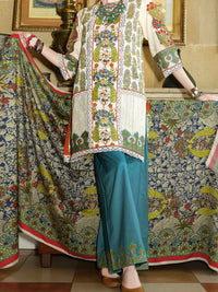 Off White Lawn 3Pc Stitched - ALP-672