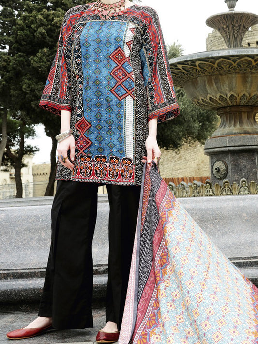 Blue Lawn 3Pc Stitched - ALP-674