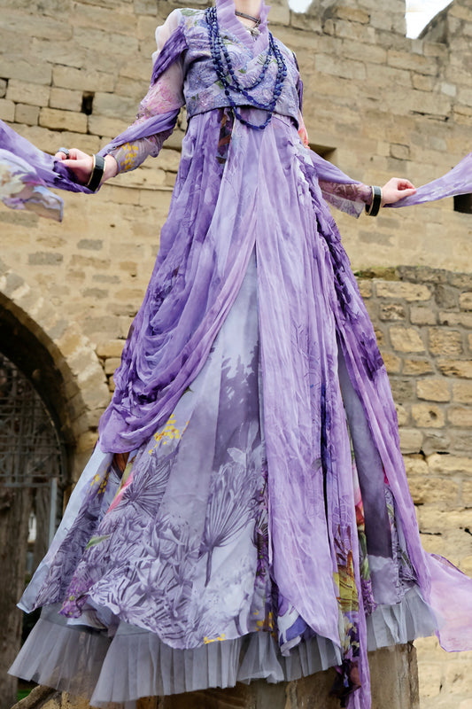 Purple Chiffon 3Pc Unstitched - ALP-686