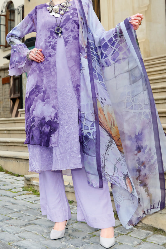 Purple Chiffon 3Pc Stitched - ALP-686