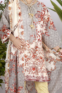 Off White Lawn 3 Piece Stitched - ALP-702
