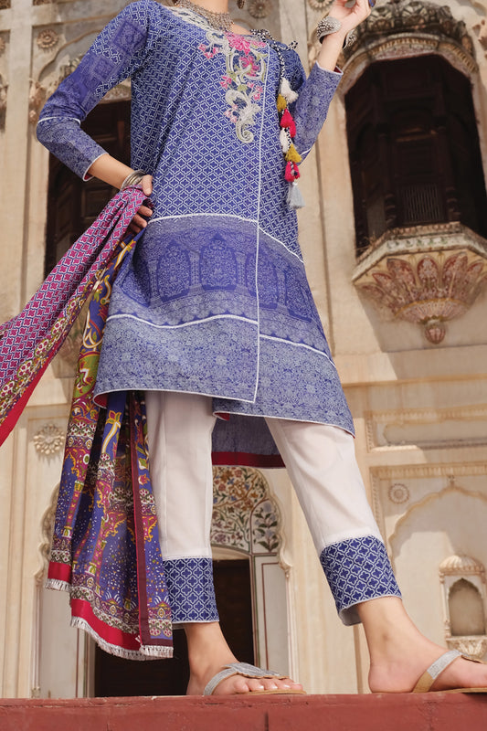 Blue Lawn 3Pc Unstitched - ALP-721
