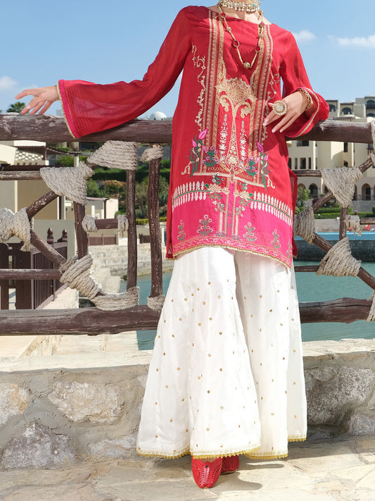 Red Striped Cotton Tunic - AL-LK-734