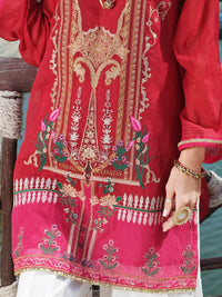 Red Striped Cotton Tunic - AL-LK-734