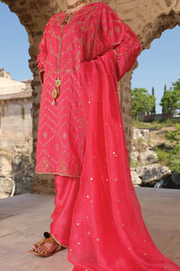 Fuchsia Raw Silk 3Pc Unstitched - ALP-741