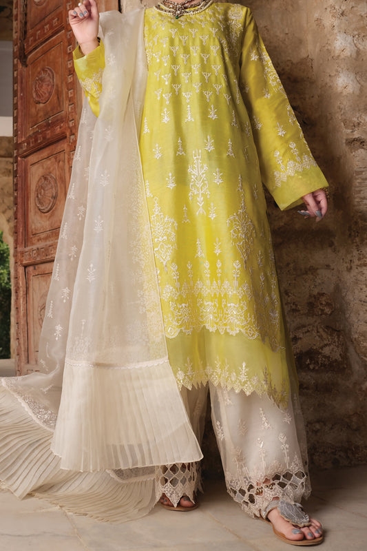 Lime Raw Silk 3Pc Stitched - ALP-742