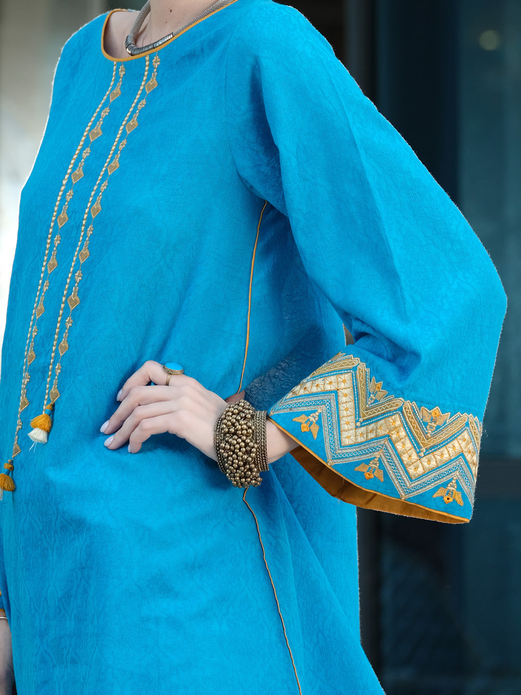 Ferozi Jacquard Tunic - AL-LK-747